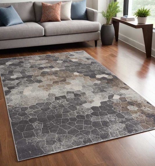 5' X 8' Beige Cobblestone Pattern Area Rug - Homeroots - Flyclothing LLC