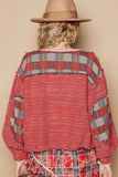 POL Round Neck Long Sleeve Plaid Shirt - Trendsi