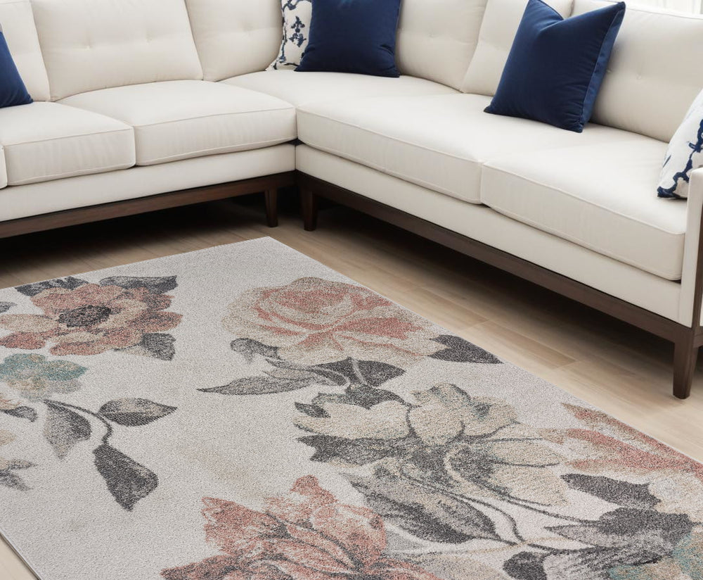 8' X 10' Pink and Ivory Area Rug - Homeroots