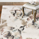 8' X 10' Ivory Soft Floral Artwork Area Rug - Homeroots