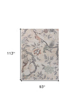8' X 10' Soft Beige Birds and Trees Area Rug - Homeroots - Flyclothing LLC