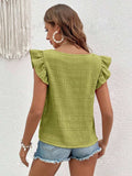 Ruffled Square Neck Cap Sleeve Blouse - Trendsi - Flyclothing LLC