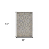 5' X 8' Blue and Tan Traditional Area Rug - Homeroots - Flyclothing LLC