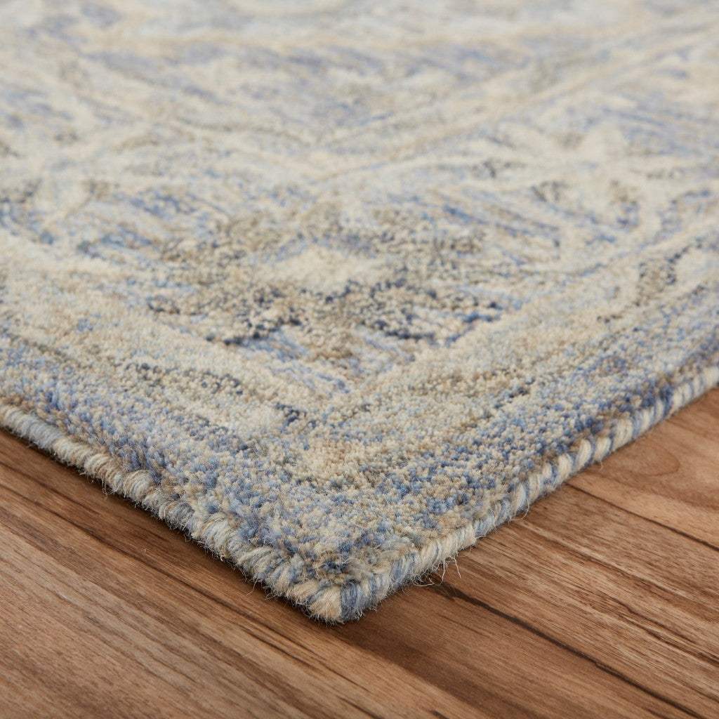 5' X 8' Blue and Tan Traditional Area Rug - Homeroots - Flyclothing LLC