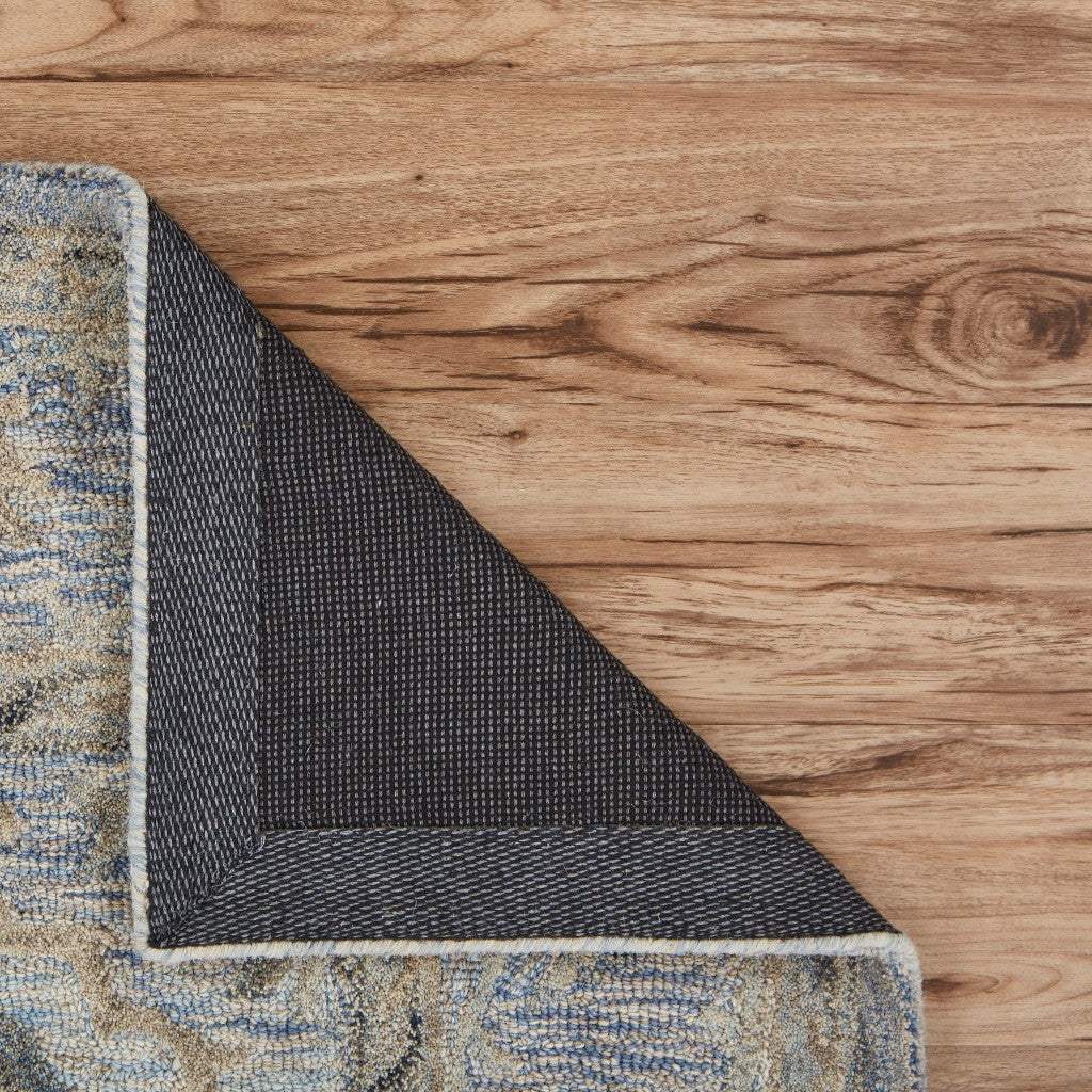 5' X 8' Blue and Tan Traditional Area Rug - Homeroots - Flyclothing LLC