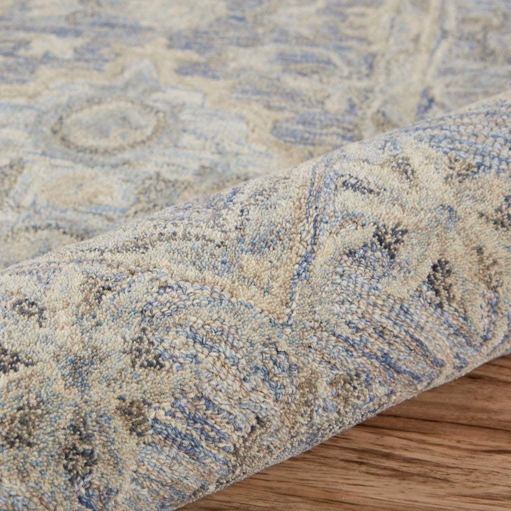 5' X 8' Blue and Tan Traditional Area Rug - Homeroots - Flyclothing LLC