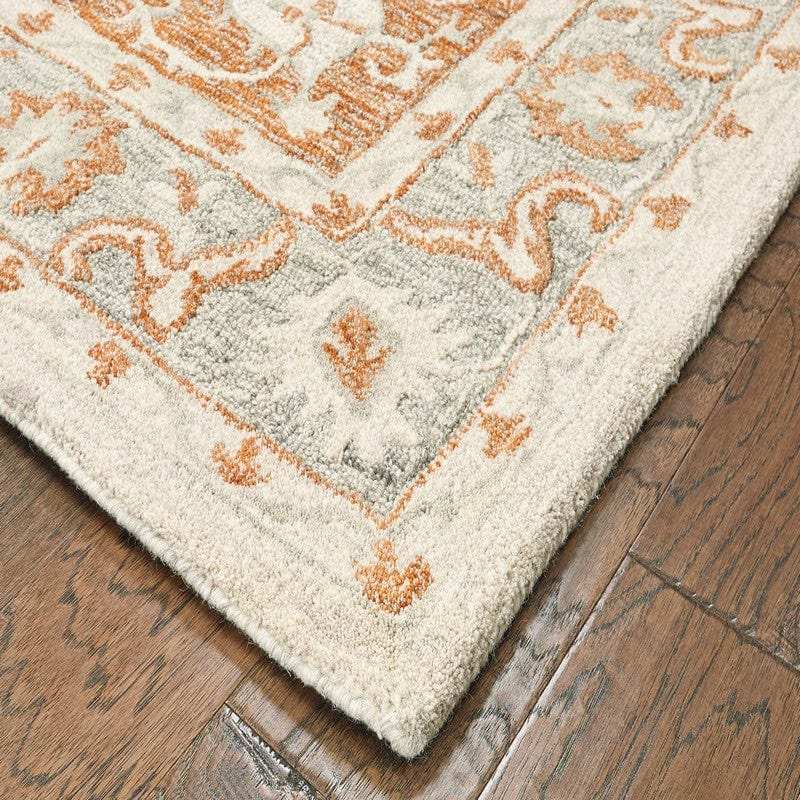 9' X 12' Orange and Ivory Medallion Area Rug - Homeroots - Flyclothing LLC