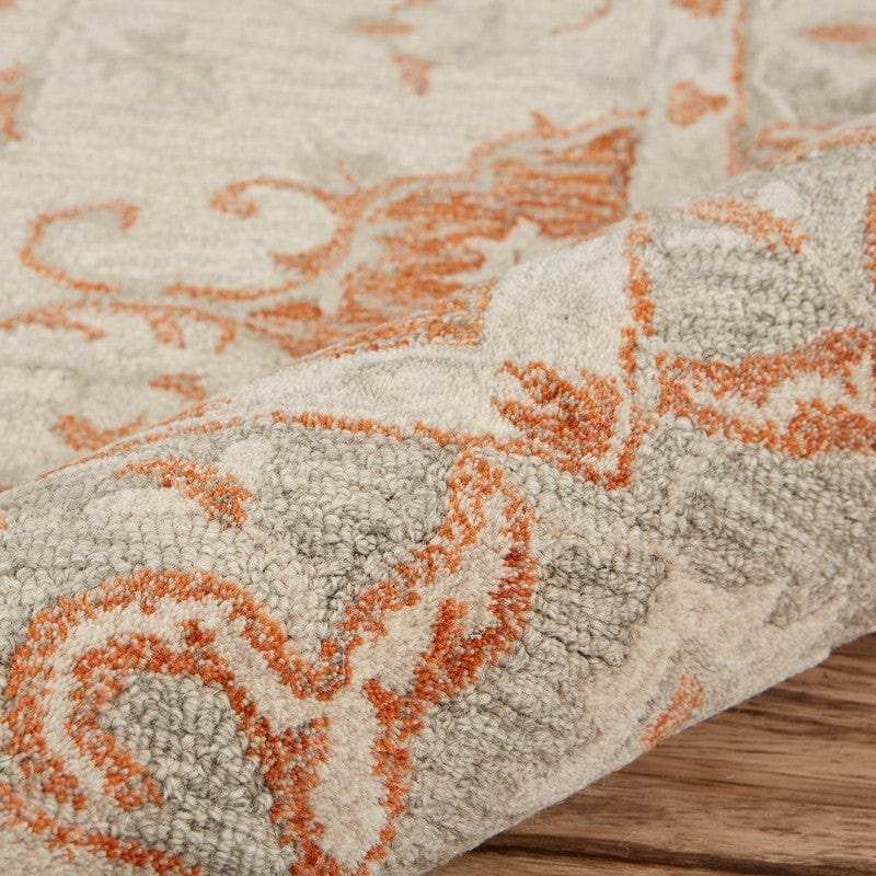 9' X 12' Orange and Ivory Medallion Area Rug - Homeroots - Flyclothing LLC