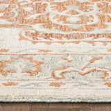 9' X 12' Orange and Ivory Medallion Area Rug - Homeroots