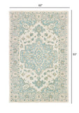5' X 8' Turquoise and Cream Medallion Area Rug - Homeroots