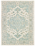 5' X 8' Turquoise and Cream Medallion Area Rug - Homeroots