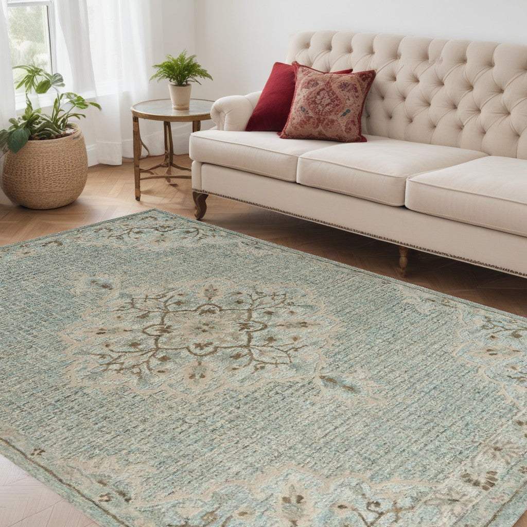 5' X 8' Blue Wool Hand Tufted Area Rug - Homeroots - Flyclothing LLC