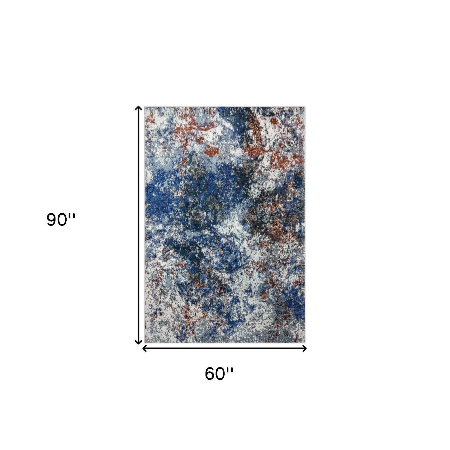 5' X 8' Blue and White Abstract Ocean Area Rug - Homeroots - Flyclothing LLC
