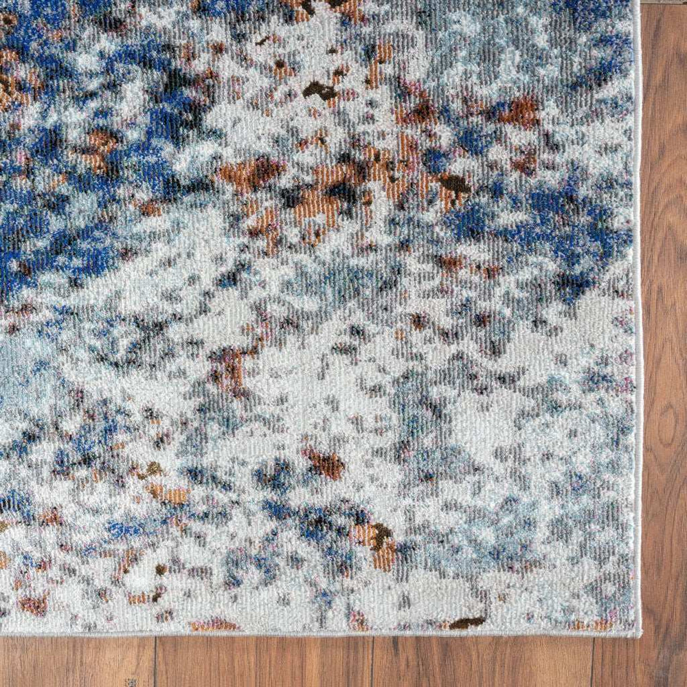5' X 8' Blue and White Abstract Ocean Area Rug - Homeroots - Flyclothing LLC