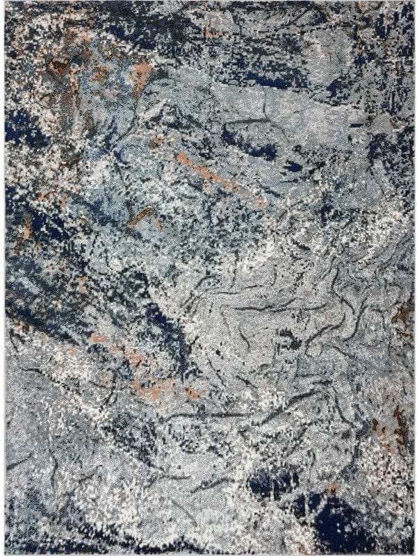 5' X 8' Navy and Gray Abstract Ice Area Rug - Homeroots - Flyclothing LLC