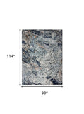 8' X 10' Navy and Gray Abstract Ice Area Rug - Homeroots - Flyclothing LLC