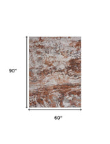 5' X 8' Brown and White Abstract Earth Area Rug - Homeroots - Flyclothing LLC