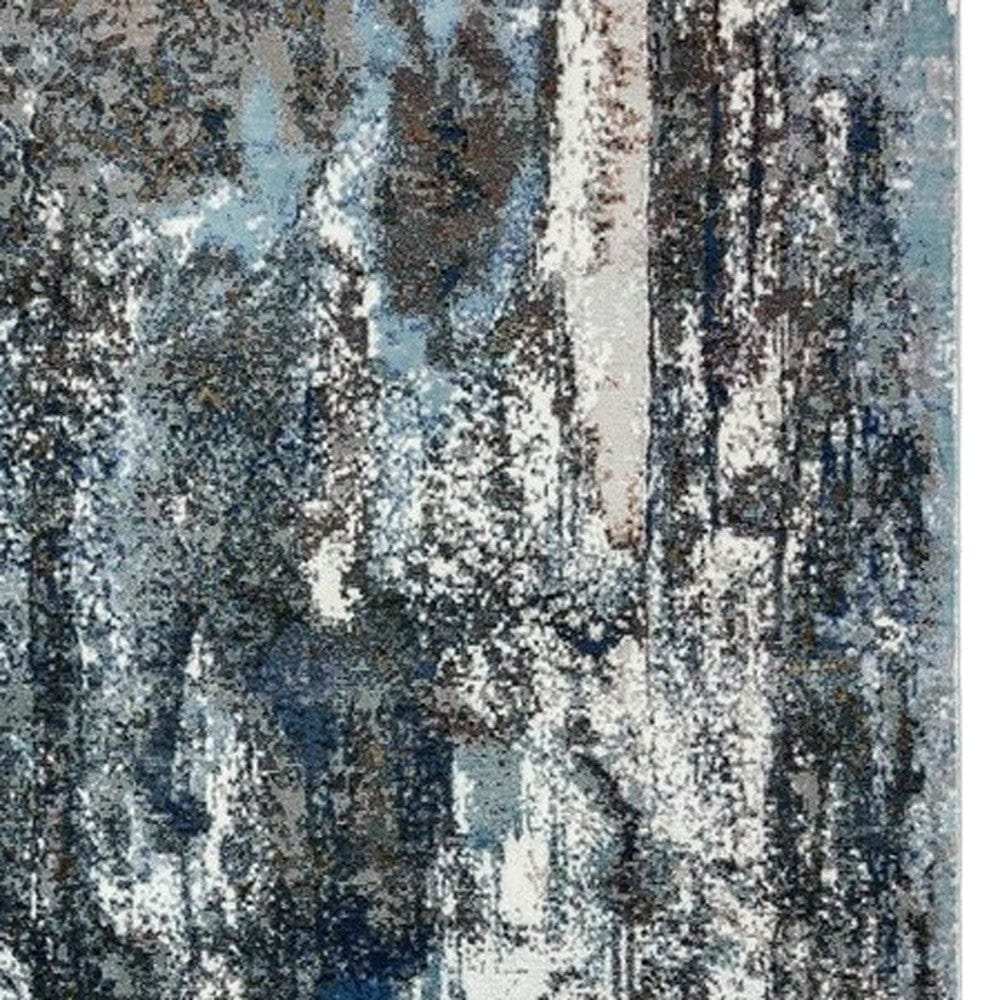 5' X 8' Shades of Blue and Gray Abstract Marble Area Rug - Homeroots - Flyclothing LLC