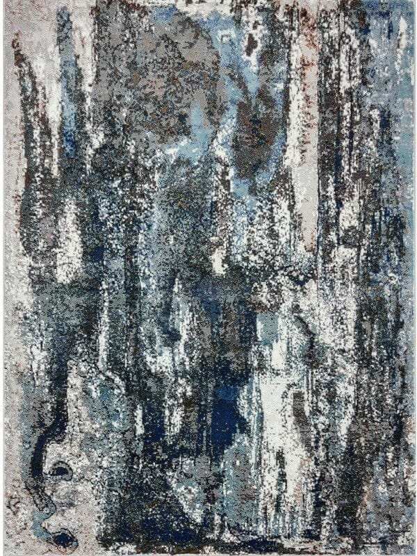 5' X 8' Shades of Blue and Gray Abstract Marble Area Rug - Homeroots - Flyclothing LLC