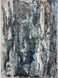 5' X 8' Shades of Blue and Gray Abstract Marble Area Rug - Homeroots