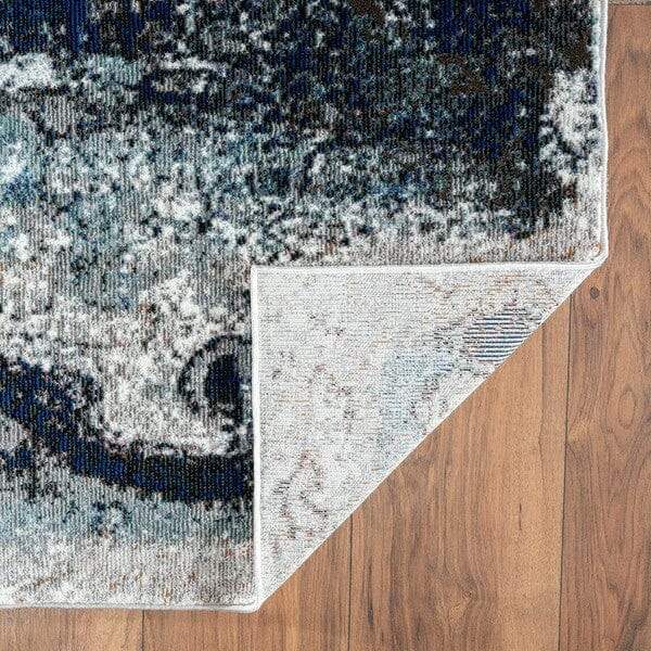 5' X 8' Shades of Blue and Gray Abstract Marble Area Rug - Homeroots - Flyclothing LLC
