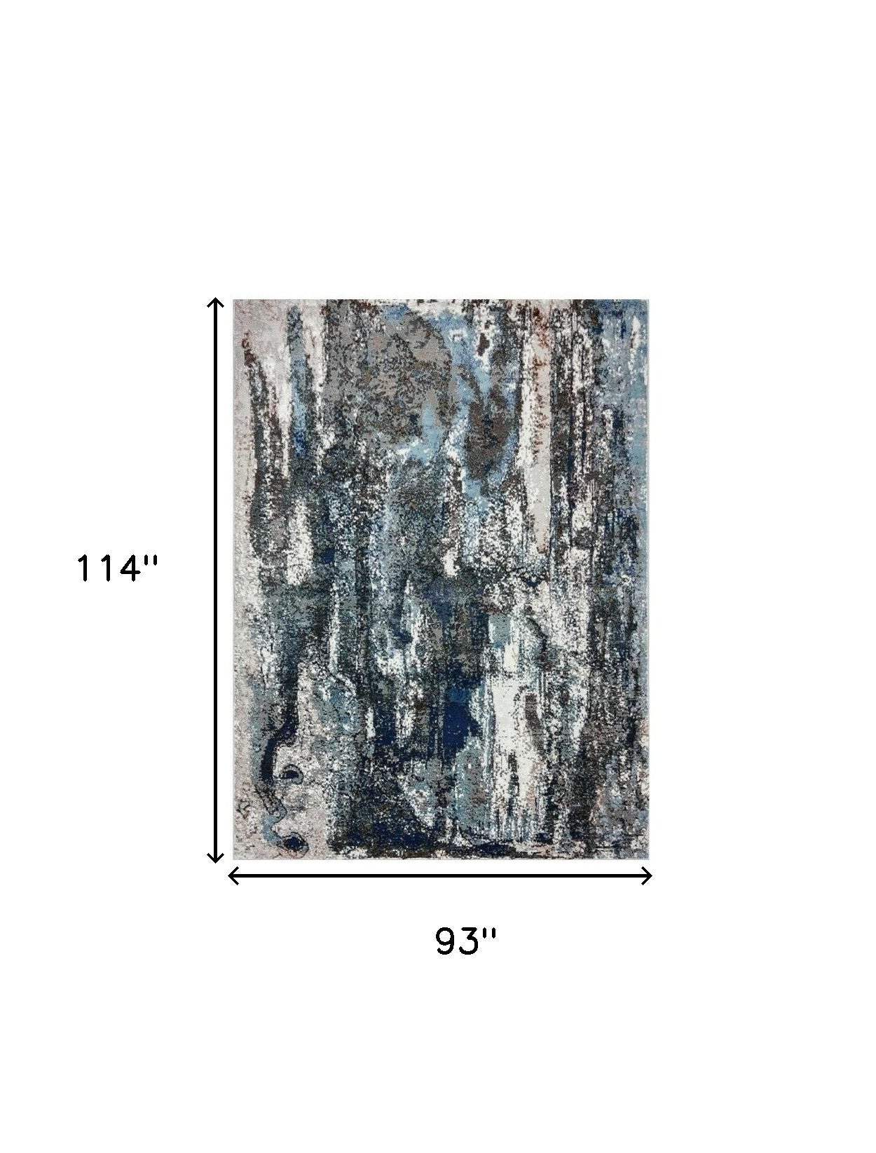 8' X 10' Shades of Blue and Gray Abstract Marble Area Rug - Homeroots - Flyclothing LLC