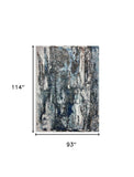 8' X 10' Shades of Blue and Gray Abstract Marble Area Rug - Homeroots