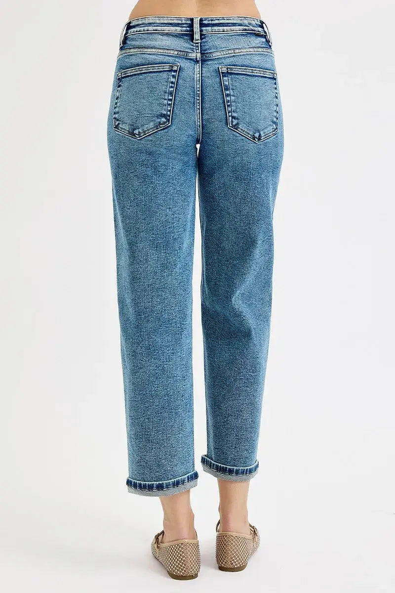 RISEN Full Size High Rise Crop Boyfriend Jeans Plus Size - Trendsi - Flyclothing LLC