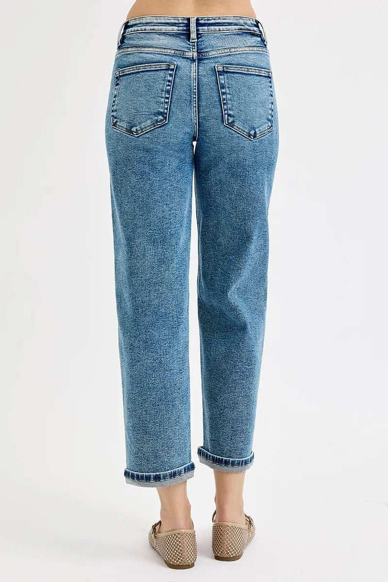 RISEN Full Size High Rise Crop Boyfriend Jeans Plus Size - Trendsi - Flyclothing LLC