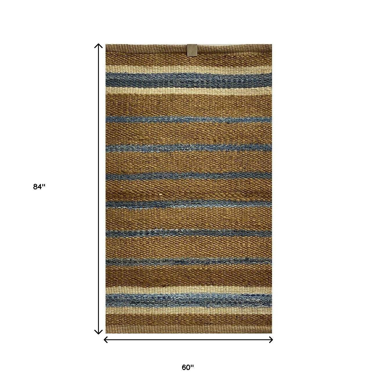 5' X 7' Tan and Ivory Hand Woven Area Rug - Homeroots - Flyclothing LLC