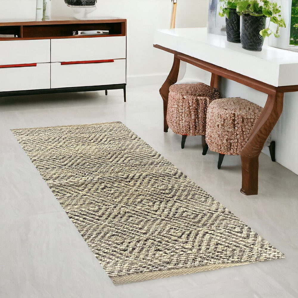 2' X 5' Tan and Gray Hand Woven Area Rug - Homeroots