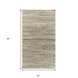 2' X 5' Tan and Gray Hand Woven Area Rug - Homeroots