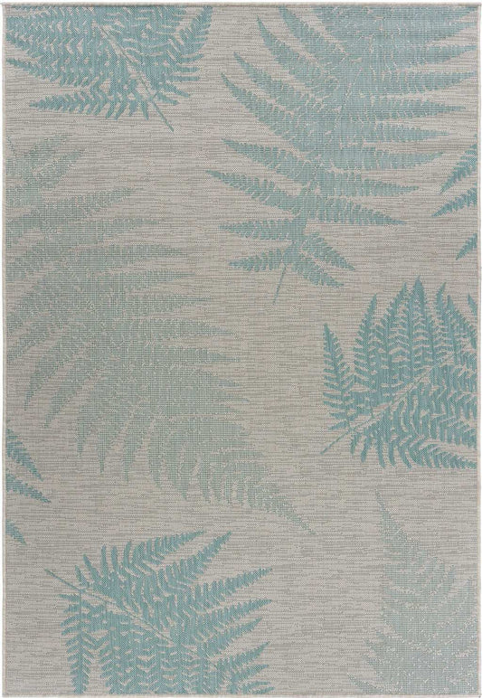 8' X 10' Gray Leaves Indoor Outdoor Area Rug - Homeroots - Flyclothing LLC