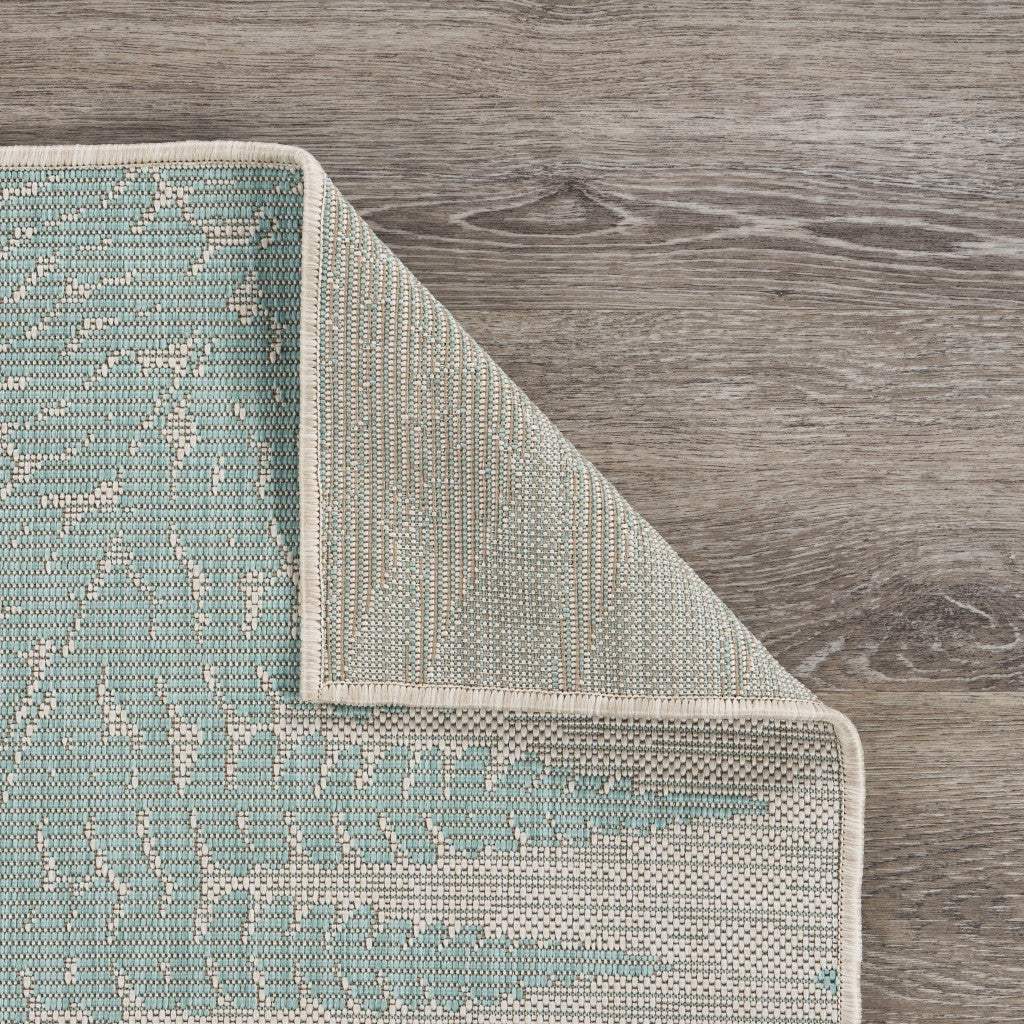 8' X 10' Gray Leaves Indoor Outdoor Area Rug - Homeroots - Flyclothing LLC