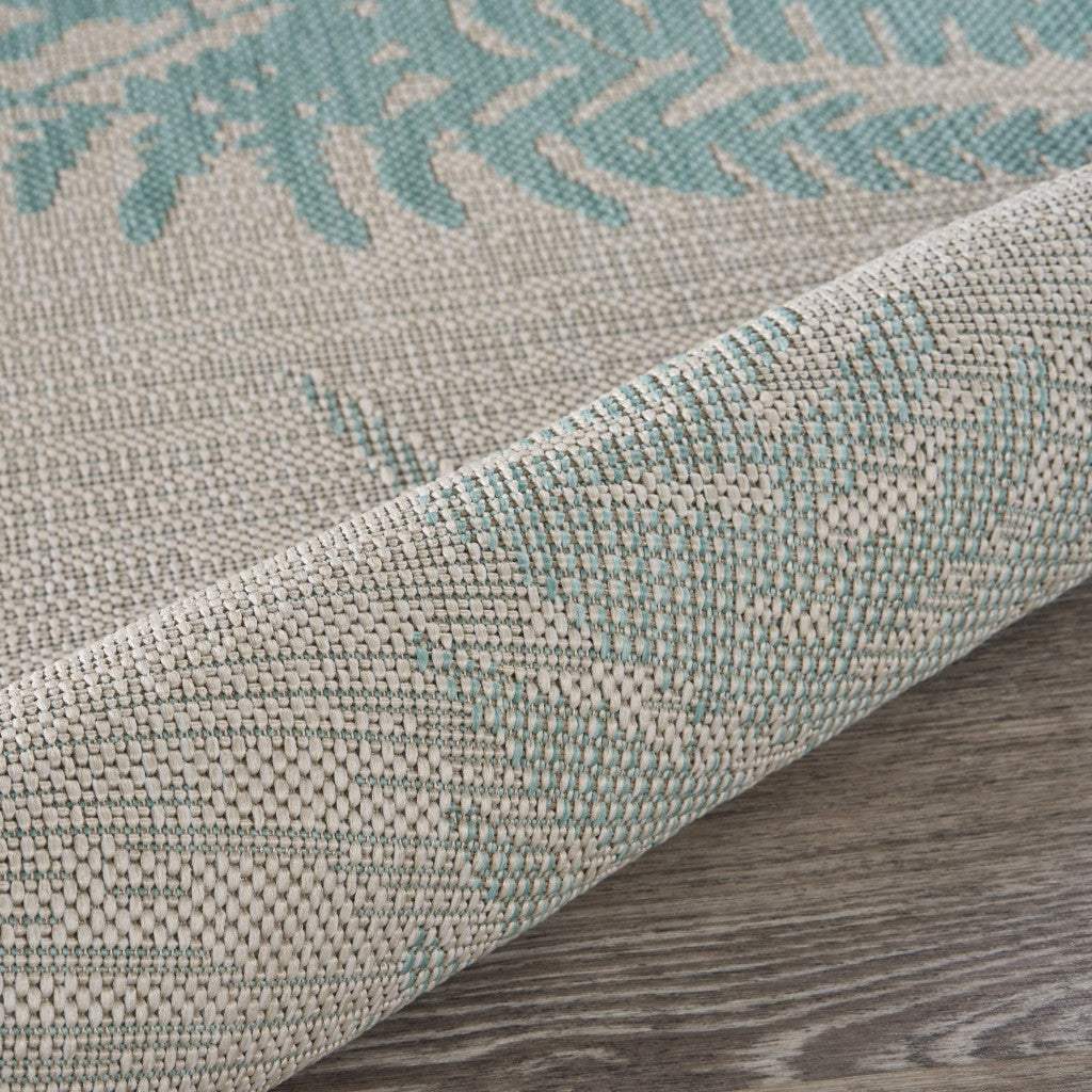 8' X 10' Gray Leaves Indoor Outdoor Area Rug - Homeroots - Flyclothing LLC