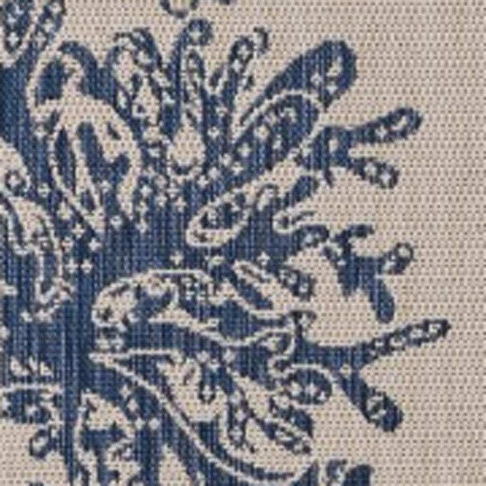5' X 7' Beige and Blue Coral Stain Resistant Indoor Outdoor Area Rug - Homeroots - Flyclothing LLC