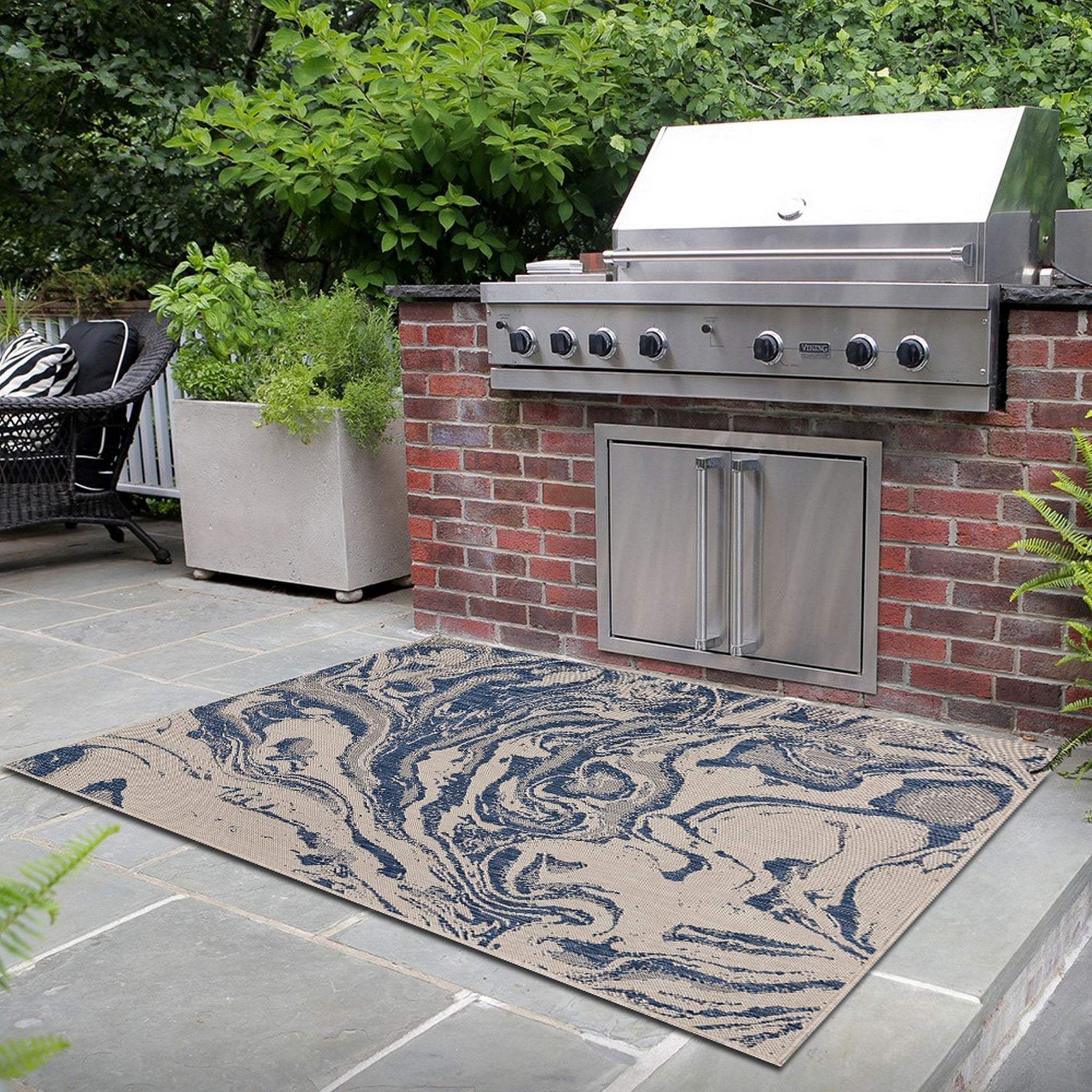 5' X 7' Blue And Gray Indoor Outdoor Area Rug - Homeroots - Flyclothing LLC