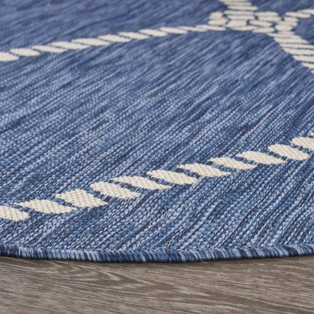 8' Round Blue And Gray Round Indoor Outdoor Area Rug - Homeroots - Flyclothing LLC