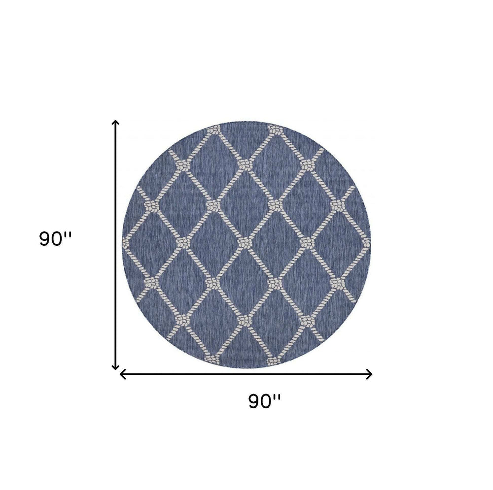 8' Round Blue And Gray Round Indoor Outdoor Area Rug - Homeroots - Flyclothing LLC