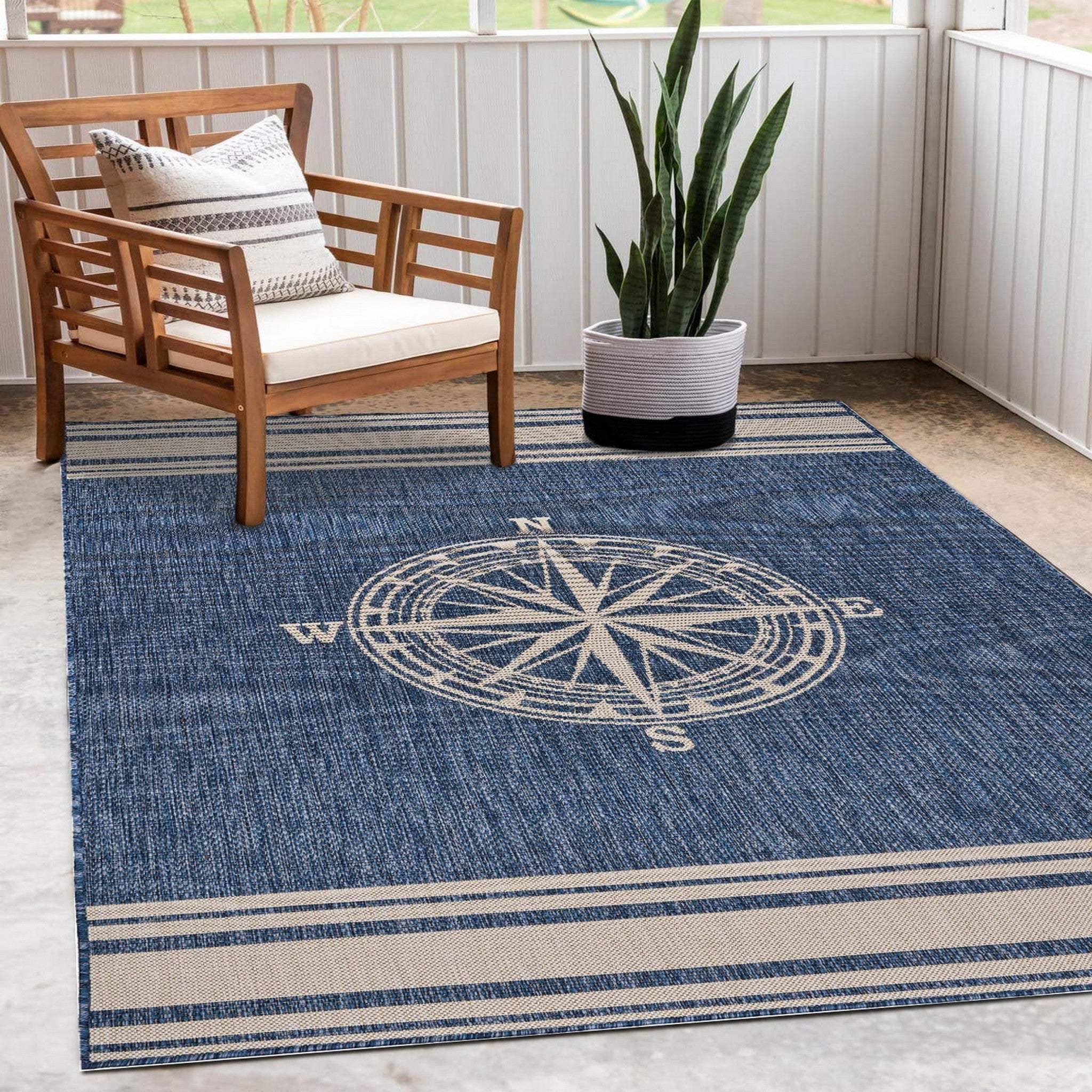 3' X 5' Blue And Gray Indoor Outdoor Area Rug - Homeroots - Flyclothing LLC