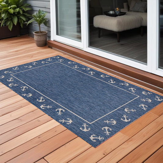2' X 3' Blue And Gray Indoor Outdoor Area Rug