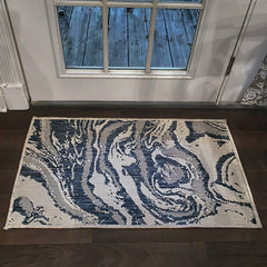 2' X 3' Blue And Gray Indoor Outdoor Area Rug