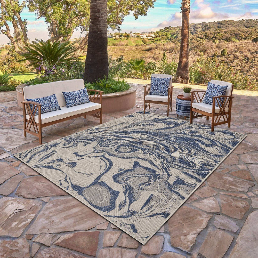 3' X 5' Blue And Gray Indoor Outdoor Area Rug - Homeroots - Flyclothing LLC