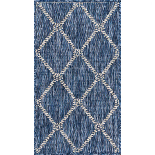 2' X 3' Blue And Gray Indoor Outdoor Area Rug