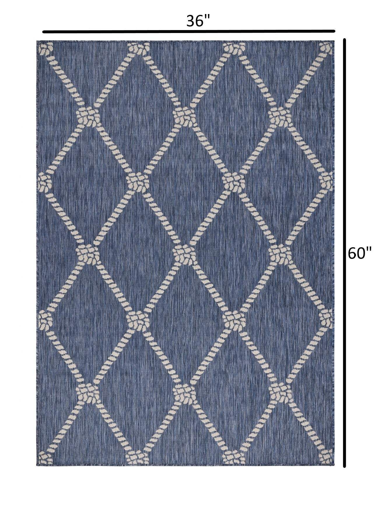 3' X 5' Blue And Gray Indoor Outdoor Area Rug - Homeroots - Flyclothing LLC