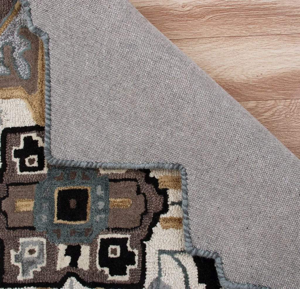 5’ Gray and Beige Medallion Area Rug - Homeroots - Flyclothing LLC