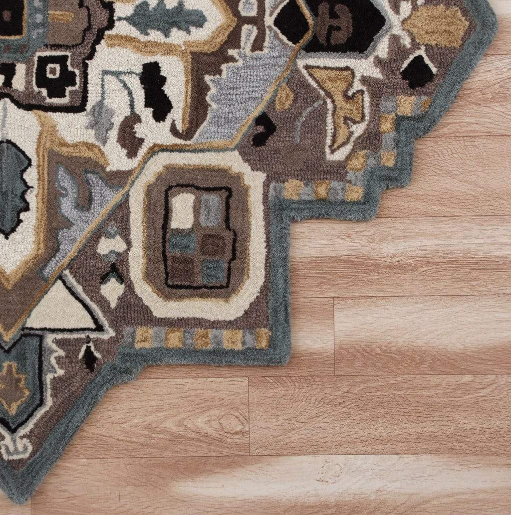 5’ Gray and Beige Medallion Area Rug - Homeroots - Flyclothing LLC