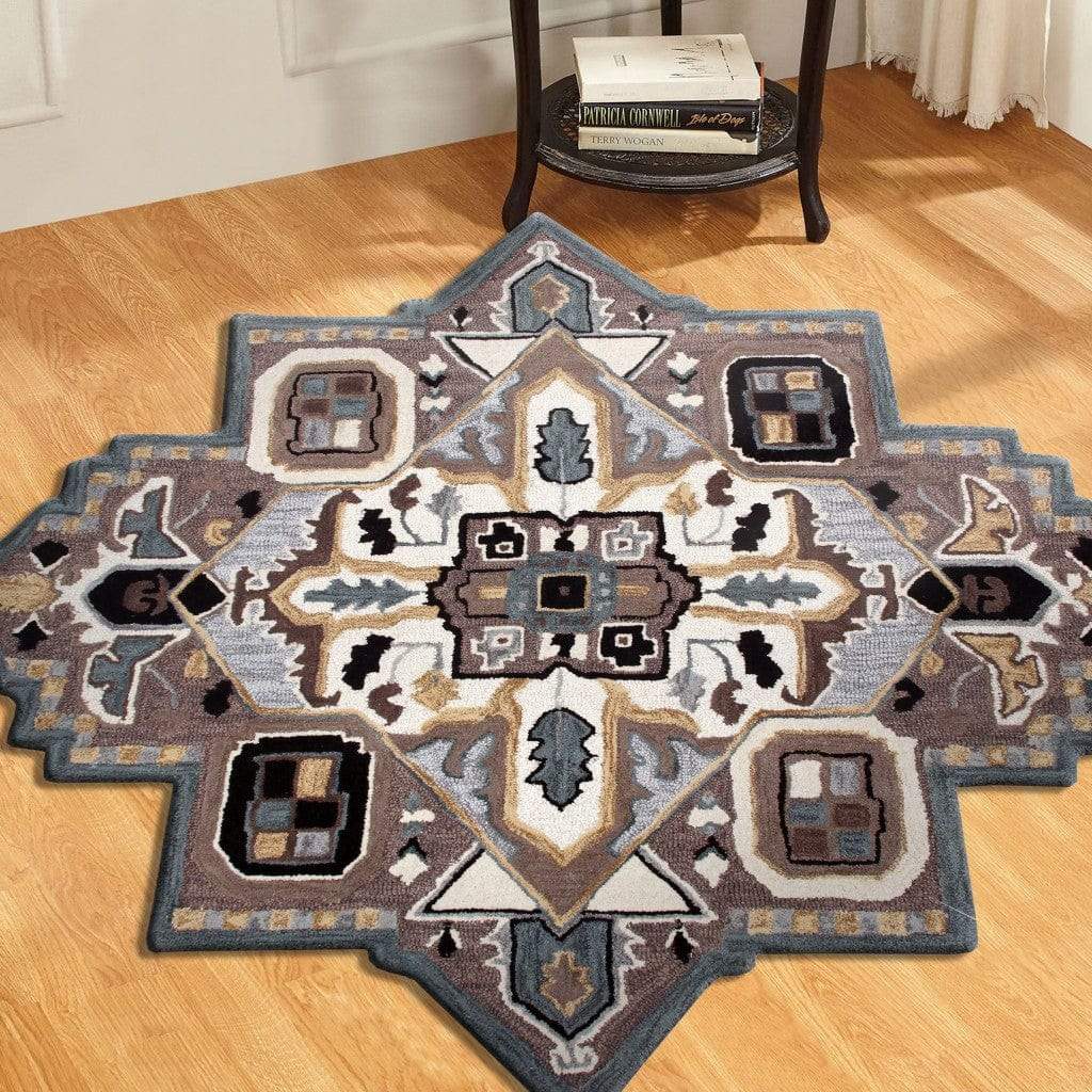 5’ Gray and Beige Medallion Area Rug - Homeroots - Flyclothing LLC