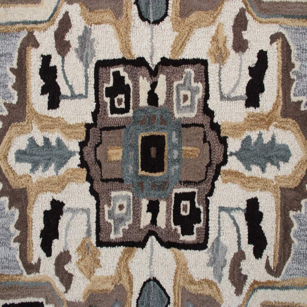 7' Gray and Beige Medallion Area Rug - Homeroots - Flyclothing LLC