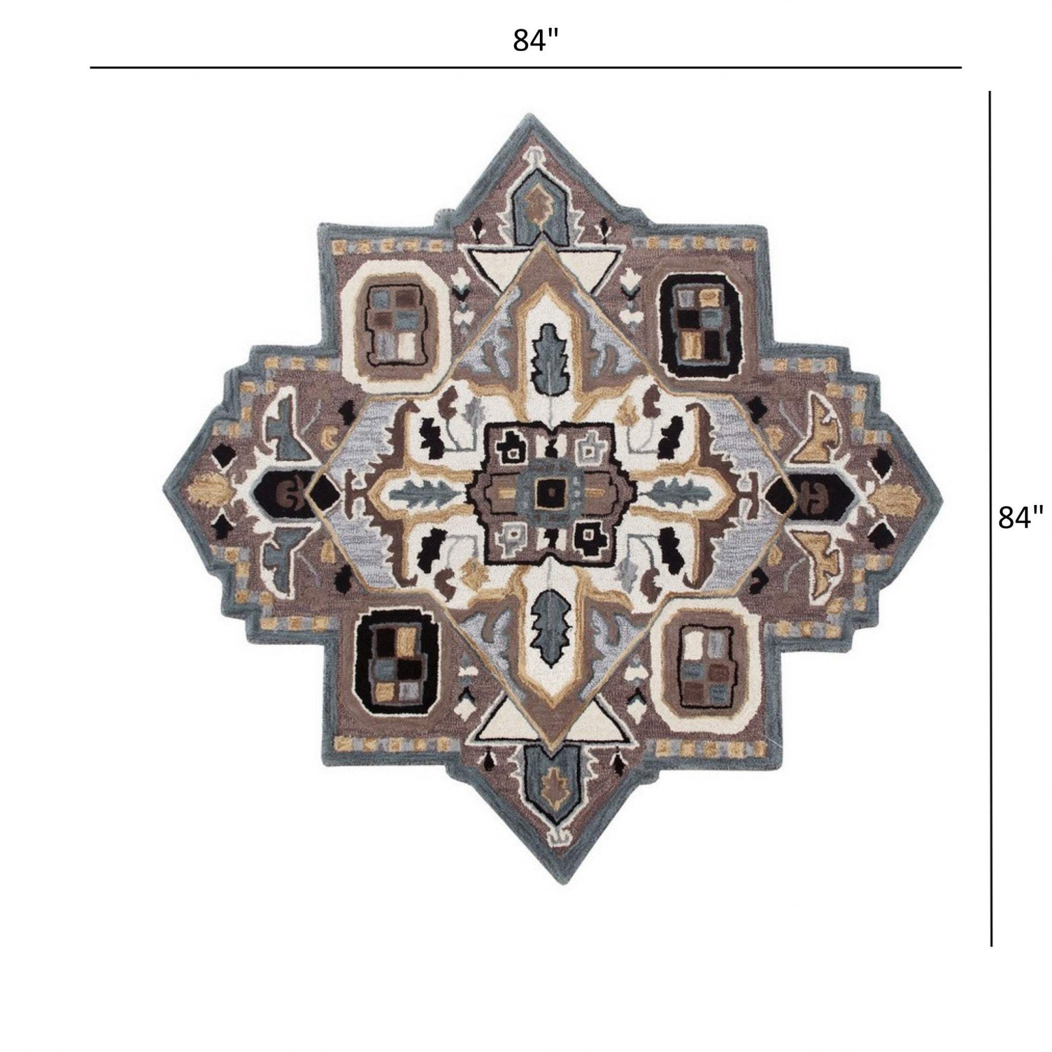 7' Gray and Beige Medallion Area Rug - Homeroots - Flyclothing LLC